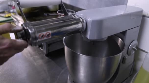 Chef Rolling Out Pasta Mixer Attachment — Stock Video
