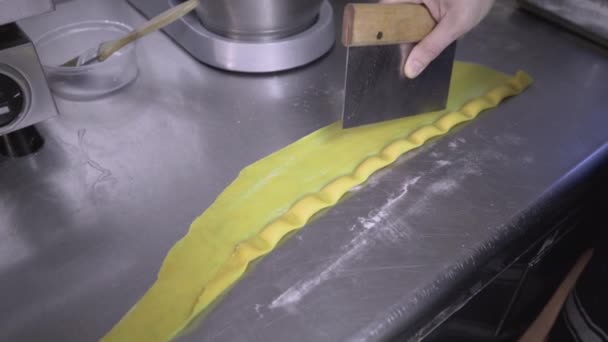 Pâtes Agnolotti Farcies Coupées Par Chef — Video