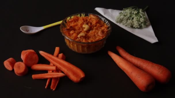Carrot Halwa Carrot Pudding Diwali Sweets Festival Sweets — Stock Video