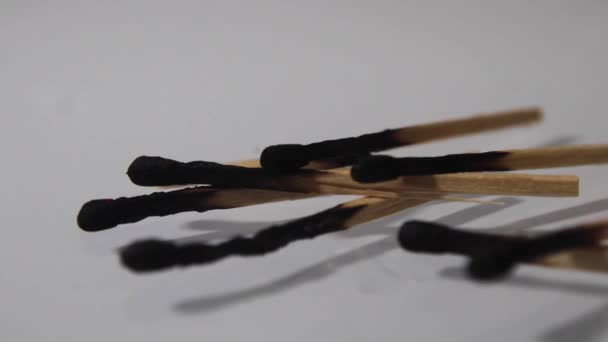 Smouldering Match Stick Being Added Pile Burnt Match Sticks — Stock Video