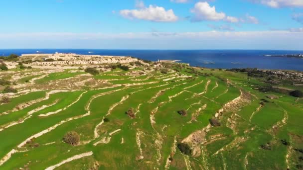 Luchtfoto Drone Video Uit Malta Selmun Gebied Een Zonnige Herfstdag — Stockvideo