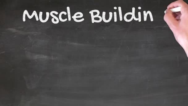 Musclebuilding Diet Pyramid Explainer Ručně Napsaný Tabuli — Stock video