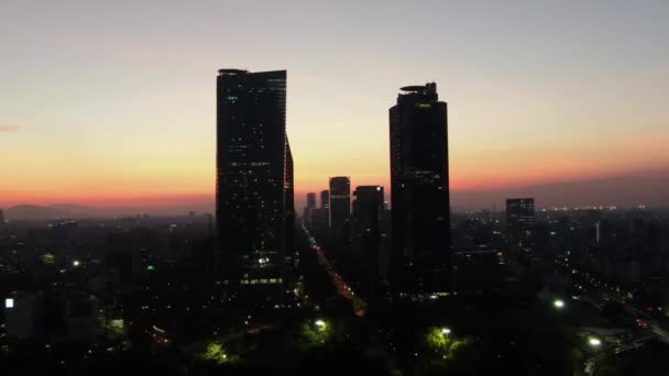 Imagens Aéreas Amanhecer Cidade Rua Paseo Reforma México — Vídeo de Stock