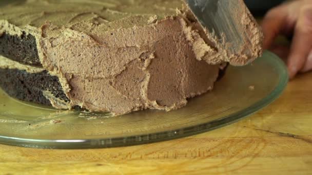 Katlı Çikolatalı Pastanın Yavaş Çekim Klipsi — Stok video