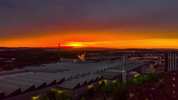 Drone Hyperlapse Setting Sun Goettingen Κάτω Σαξονία Γερμανία Ευρώπη — Αρχείο Βίντεο