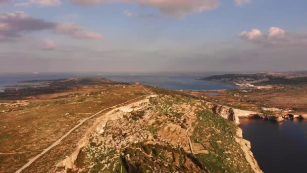 Aerial Drone Video Malta Mellieha Area Showing Beautiful Landscape Calm — Stock Video