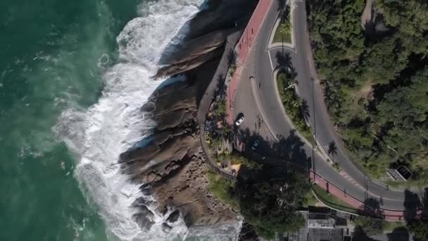 Aerial Top Showing Leblon Viewpoint Parking Niemeyer Avenue Broad Bicycle — Stock Video