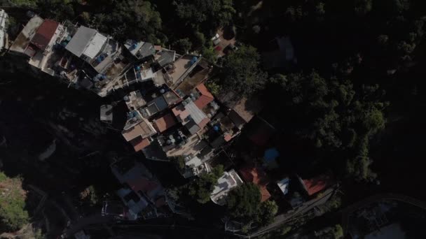 Dopředu Letecký Pohled Shora Dolů Malé Rio Janeiro Favela Chacara — Stock video