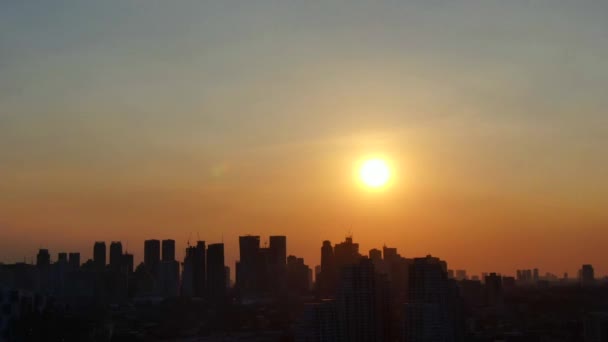 Sereno Tiro Horizonte Manila Durante Pôr Sol Mostrando Paisagem Urbana — Vídeo de Stock