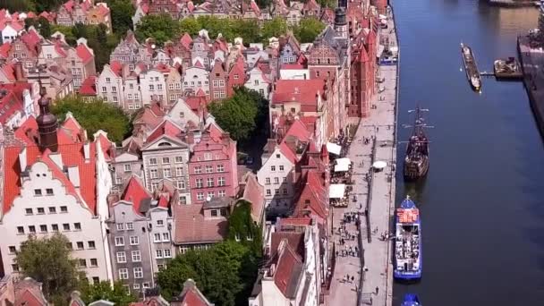 Gdansk Old Town Drone Footage Inglês Voo Para Frente Aumento — Vídeo de Stock