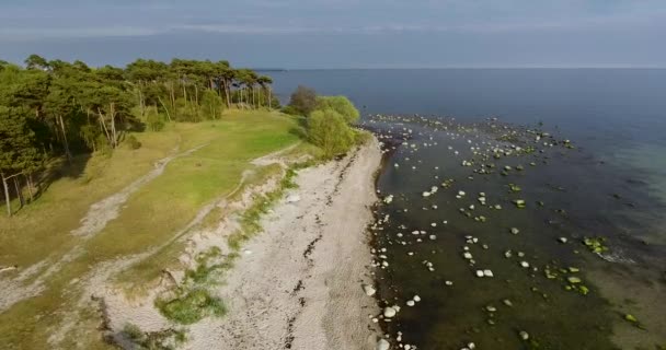 Letecký Drone Shot Ystad Beach Poblíž Oceánu Ostersjo Jižním Švédsku — Stock video