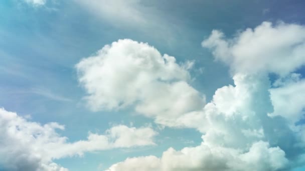 Puszyste Białe Cumulonimbus Cumulus Chmury Błękitnym Niebie Upływu Czasu — Wideo stockowe
