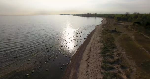 Aerial Drone Shot Ystad Beach Baltic Sea Południowej Szwecji Skane — Wideo stockowe
