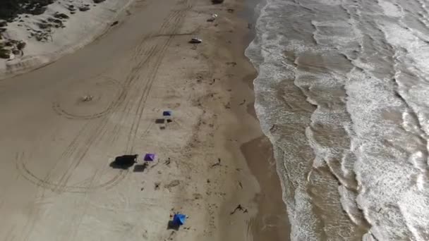 Sahile Iniyor Plaj Okyanusla Açılı Ufuk Çizgisi Yok Corpus Christi — Stok video