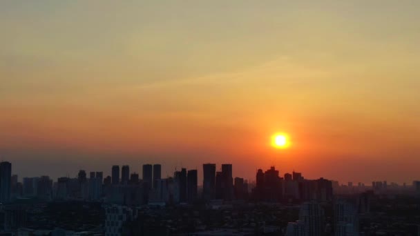 Atardecer Casual Drones Sobre Horizonte Pasig Manila — Vídeo de stock