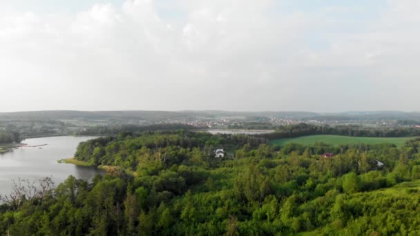 Aerial Bom Skott Grön Äng Pommerska Distriktet Polen — Stockvideo