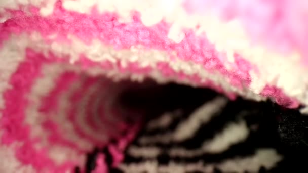 Pulling Out Bright Pink White Black Sock Shallow Focus Top — Stock Video