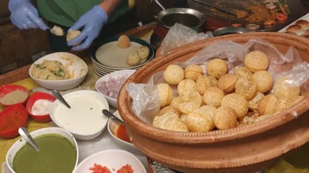 Panipuri Golgappa Est Une Collation Rue Commune Inde Est Puri — Video