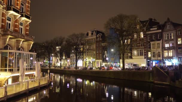 荷兰阿姆斯特丹的录像城市中心的夜生活时刻 2019 — 图库视频影像