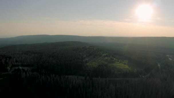 Dron Shot Harz National Park Sun Dolna Saksonia Niemcy — Wideo stockowe