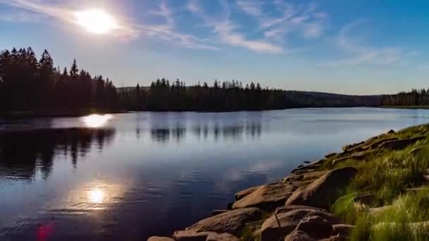 Timelapse Beautiful Apus Soare Odertal Lake Harz National Forest Germany — Videoclip de stoc