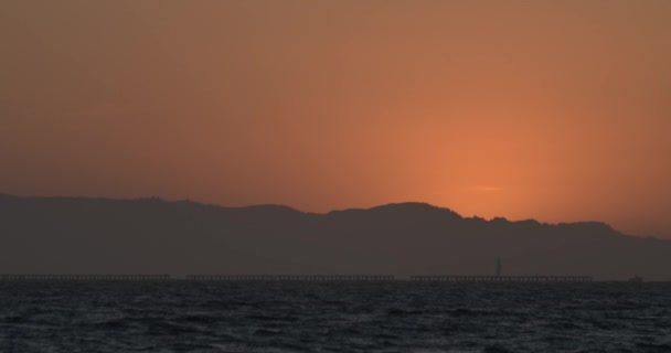 Voilier Naviguant Après Coucher Soleil Dans Baie San Francisco Été — Video