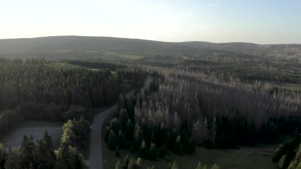 Schöne Luftaufnahmen Des Nationalparks Harz Deutschland — Stockvideo