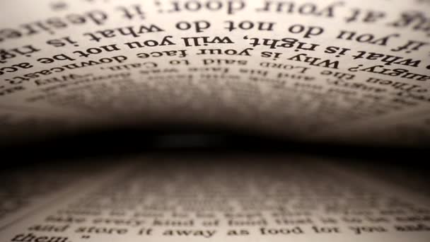 Πιέζοντας Αργά Φακό Ένα Βιβλίο Λέξεις Οπτική Γωνία Των Σελίδων — Αρχείο Βίντεο