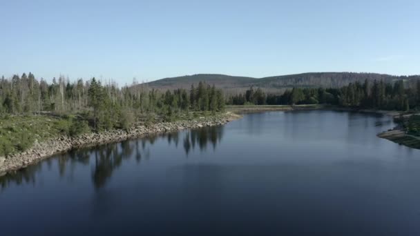 Vista Aérea Lago Artificial Parque Nacional Harz Alemania — Vídeos de Stock