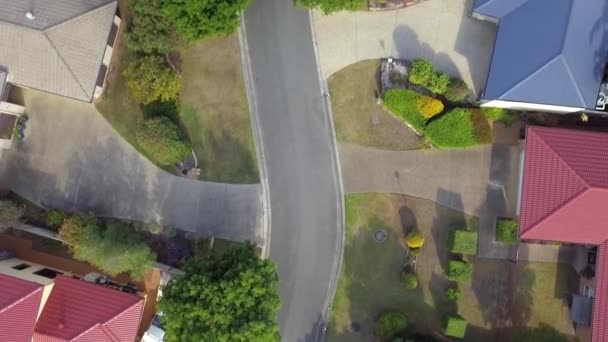 Aerial Drone Shot Moving Road Looking Straight Suburban Street Brisbane — Stockvideo