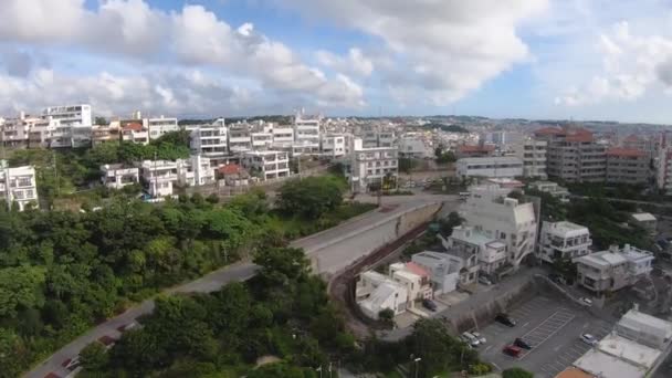 Hoge Hoek Timelapse Inzoomen Parkeerplaats Residentiële Buurt Naha City Okinawa — Stockvideo