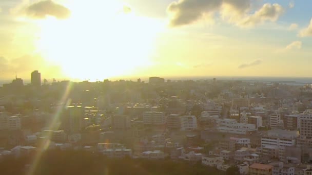 Υψηλή Γωνία Timelapse Σάνσετ Οβερ Σίτι Naha Okinawa Ιαπωνία Γύρω — Αρχείο Βίντεο