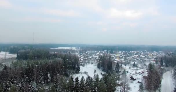 Snel Naar Beneden Kantelen Luchtfoto Van Een Auto Stoppen Mensen — Stockvideo