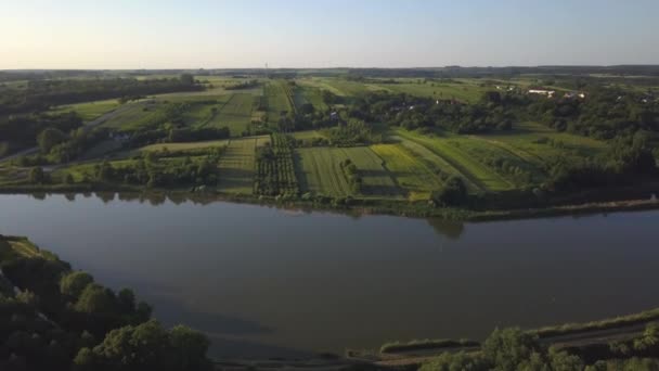 Pan Aéreo Derecha Los Arrozales Inundados Polonia Primavera — Vídeo de stock