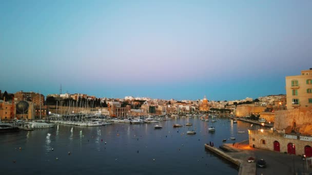 Vídeo Malta Área Kalkara Paisagem Urbana Pôr Sol — Vídeo de Stock