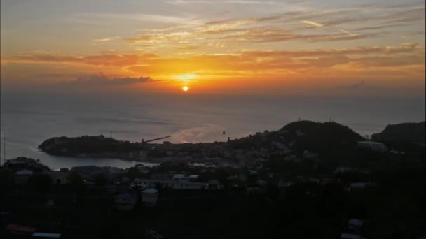 Sonnenuntergang Carenage Auf Der Karibik Insel Grenada — Stockvideo