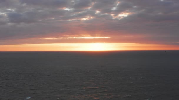 Noordzee Tijdens Een Winderige Zonsondergang Luchtfoto — Stockvideo