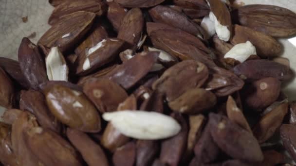 Sebuah Closeup Kacang Galip Dengan Kulit Mereka — Stok Video