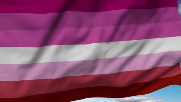 Läppstift Lesbisk Stolthet Flagga Flyger Vinden — Stockvideo