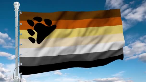 International Bear Brotherhood Flag Blåser Vinden — Stockvideo