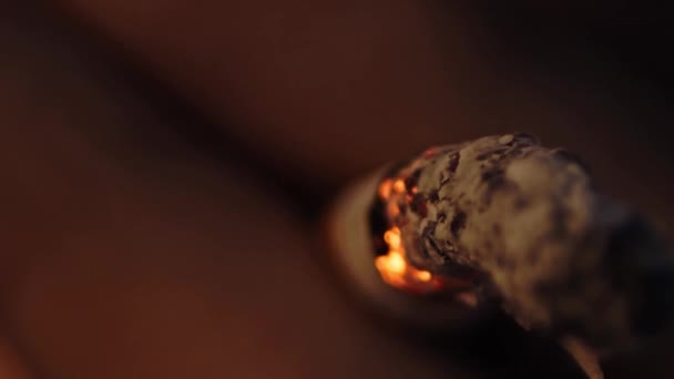 Closeup Cigarette Smoking Superslowmotion — Stock Video