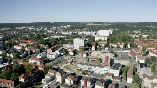 Drone Widoki Lotu Ptaka Studenckiego Miasta Goettingen Pięknym Świetle Słonecznym — Wideo stockowe
