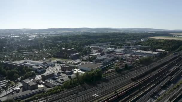 Drone Aerial Shot Gttingen Industry Soft Sunlight Németország Európa — Stock videók