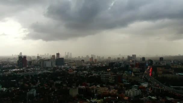 Luchtbeelden Van Stad Voor Storm — Stockvideo