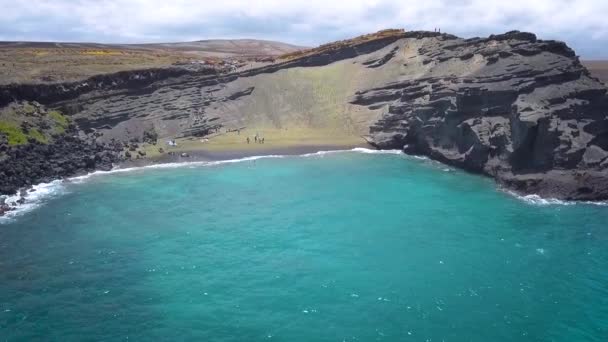 Krásná Green Sand Beach Big Islandu Havaji Nejjižnějším Cípu Spojených — Stock video