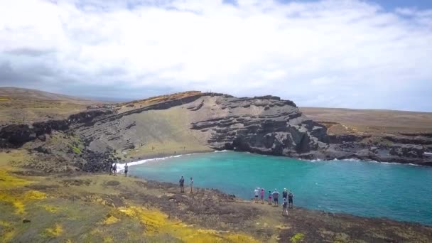 Красивий Пляж Піском Великому Острові Гаваях Найпівденніший Кінчик Сша Вистрілив — стокове відео