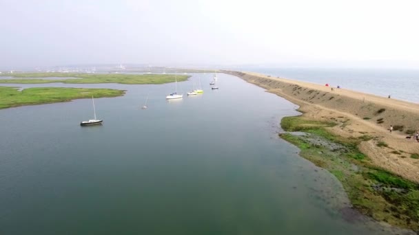 Keyhaven Gölü Üzerinde Hava Manzarası Milford Denizde Lymington Ngiltere — Stok video