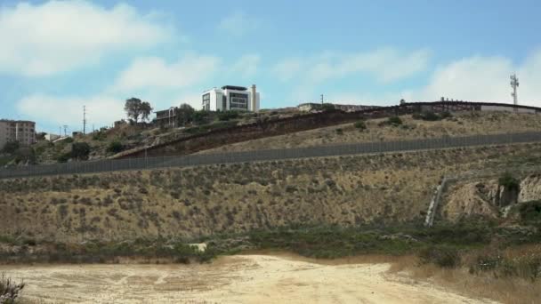 Frontera Internacional Entre Estados Unidos México Muestra Una Doble Valla — Vídeo de stock