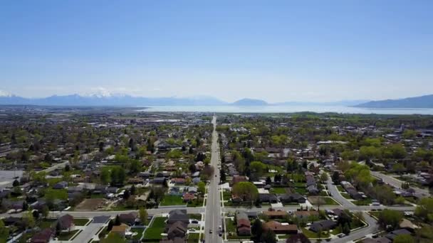 Drone Crescente Colpo Sopra American Fork Utah Mostrando Utah Valley — Video Stock