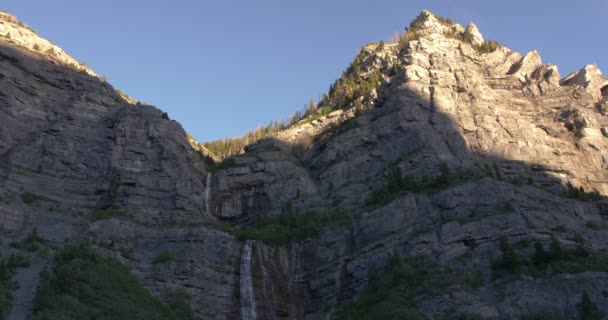 Wide Shot Bridal Veil Falls Sunset Salt Lake City Provo — Stock Video